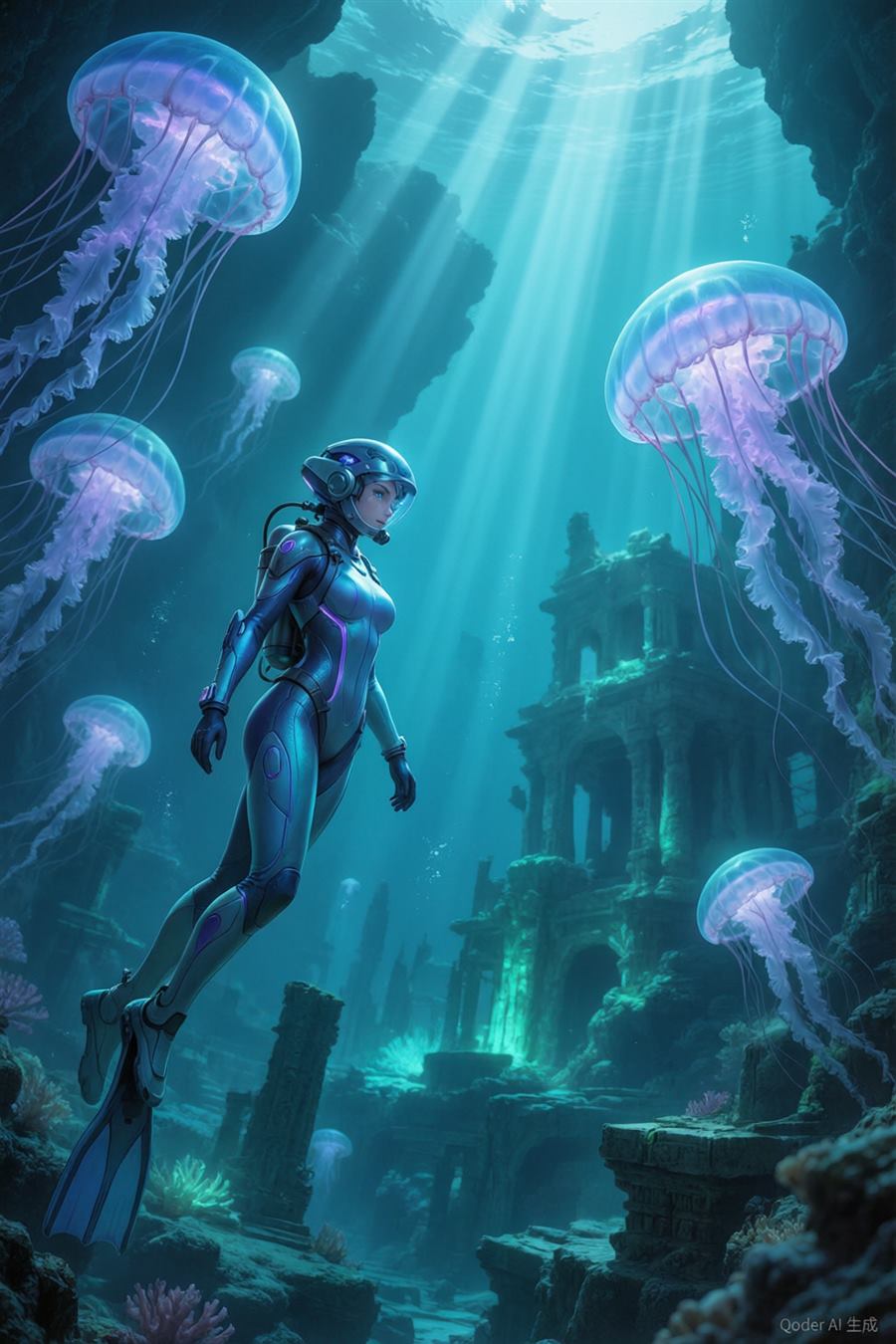 深海回响 - 深海科幻悬疑AI漫剧海报